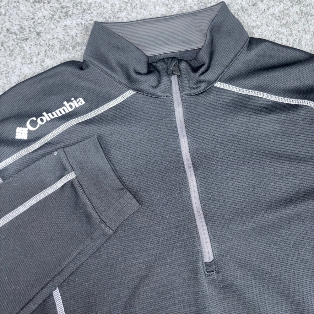 Columbia Golf Quarter Zip Pullover Mens Large Black Omni-Wick Long Sleeve Active
